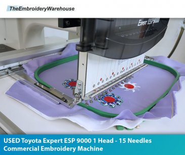 USED Toyota Expert ESP 9000   1 Head - 15 Needles Commercial Embroidery Machine