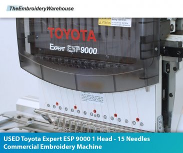 USED Toyota Expert ESP 9000   1 Head - 15 Needles Commercial Embroidery Machine