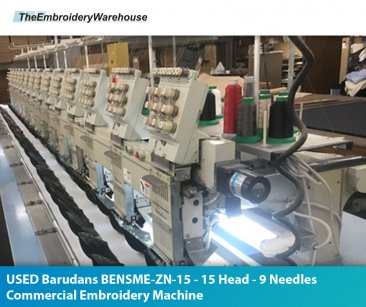 USED Barudan BENSME-ZN-15 - 15 Head - 9 Needles - Commercial Embroidery Machine