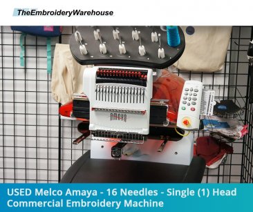 USED Melco Amaya - 16 Needles - Single (1) Head - Commercial Embroidery Machine