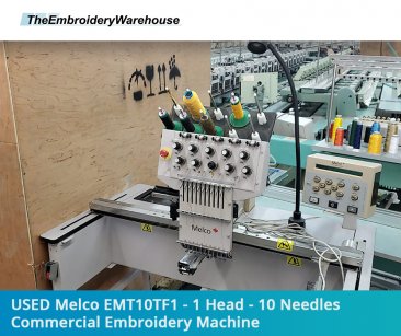 USED Melco EMT10TF1 - 1 Head - 10 Needles - Commercial Embroidery Machine