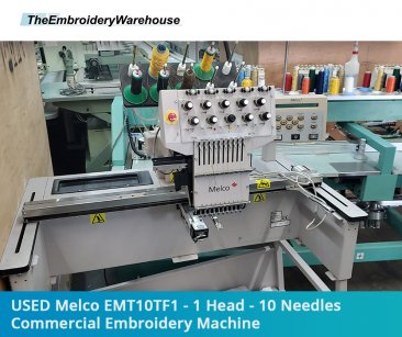 USED Melco EMT10TF1 - 1 Head - 10 Needles - Commercial Embroidery Machine