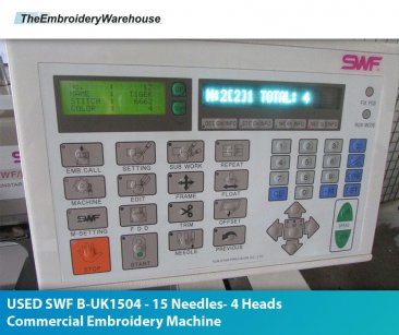 USED SWF B-UK1504 - 15 Needles- 4 Heads Commercial Embroidery Machine