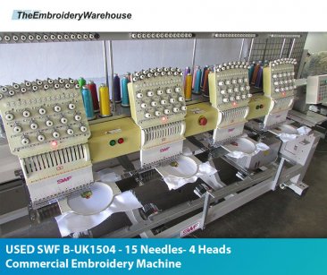 USED SWF B-UK1504 - 15 Needles- 4 Heads Commercial Embroidery Machine