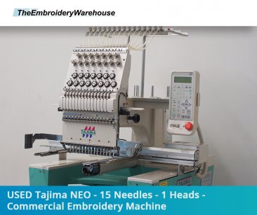 USED Tajima NEO - 15 Needles - 1 Heads - Commercial Embroidery Machine