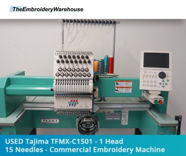 USED Tajima TFMX-C1501 - 1 Head - 15 Needles - Commercial Embroidery Machine