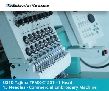 USED Tajima TFMX-C1501 - 1 Head - 15 Needles - Commercial Embroidery Machine