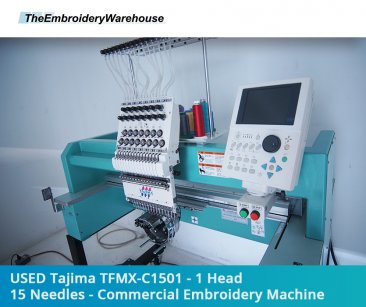 USED Tajima TFMX-C1501 - 1 Head - 15 Needles - Commercial Embroidery Machine
