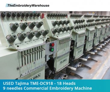 USED Tajima TME-DC918 - 18 Heads - 9 needles Commercial Embroidery Machine