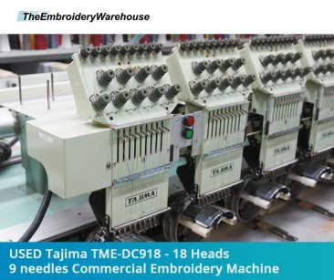 USED Tajima TME-DC918 - 18 Heads - 9 needles Commercial Embroidery Machine