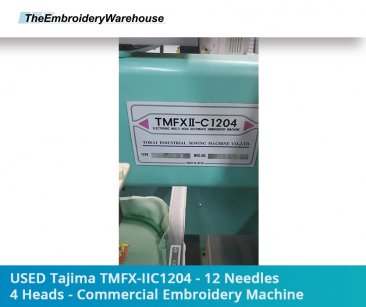 USED Tajima TMFX-IIC1204 - 12 Needles - 4 Heads - Commercial Embroidery Machine