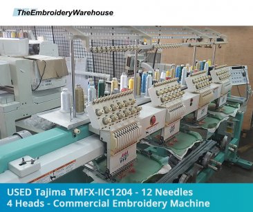 USED Tajima TMFX-IIC1204 - 12 Needles - 4 Heads - Commercial Embroidery Machine