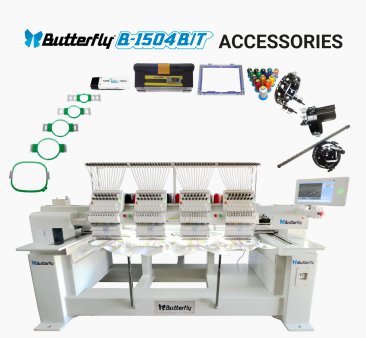 Butterfly B-1504B/T, 4-head, 15-needle, commercial embroidery machine