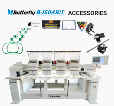 Butterfly B-1504B/T, 4-head, 15-needle, commercial embroidery machine