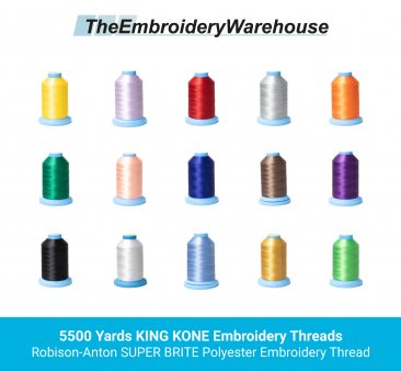 5500 Yards KING KONE Embroidery ThreadsRobison-Anton SUPER BRITE Polyester Embroidery Thread - 5500 yards KING Spool