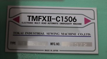 USED Tajima TMFX-IIC1506 - 6 Heads - 12 Needles - Commercial Embroidery Machine