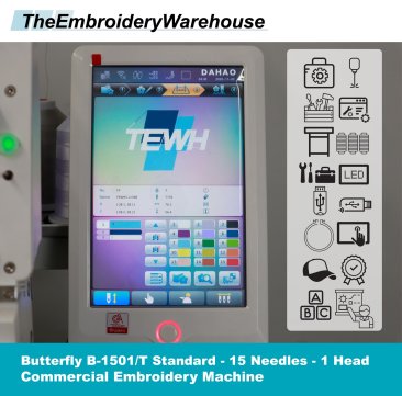 ButterFly B-1501/T Standard Package - Single(1)Head - 15 Needles - Commercial Embroidery Machine - NEW (2023)