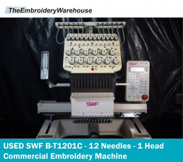 USED SWF B-T1201C - 12 Needles- 1 Head- Commercial Embroidery Machine