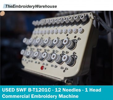 USED SWF B-T1201C - 12 Needles- 1 Head- Commercial Embroidery Machine