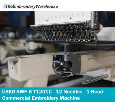 USED SWF B-T1201C - 12 Needles- 1 Head- Commercial Embroidery Machine