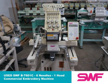 USED SWF B-T601C - 1 Head - 6 Needles Commercial Embroidery Machine
