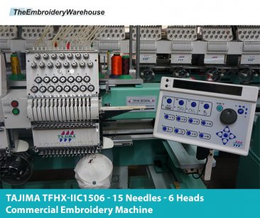 USED Tajima TFHX-IIC1506 - 15 Needles - 6 Heads - Commercial Embroidery Machine