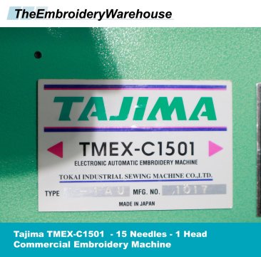 Tajima TMEX-C1501 - Single(1)Head - 15 Needles - Commercial Embroidery Machine