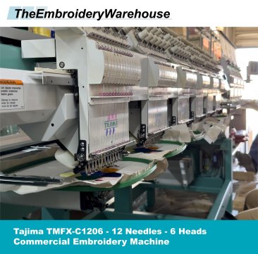 USED Tajima TMFX-C1206 - 12 Needles - 6 Heads - Commercial Embroidery Machine