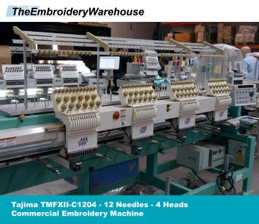 USED Tajima TMFXII-C1204 - 4 Head - 12 Needles - Commercial Embroidery Machine