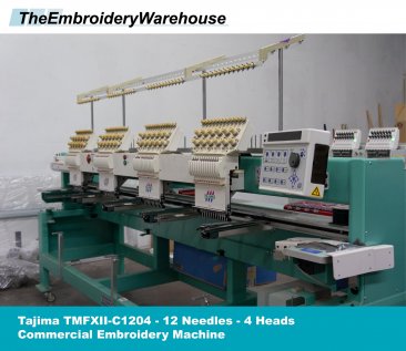 USED Tajima TMFXII-C1204 - 4 Head - 12 Needles - Commercial Embroidery Machine
