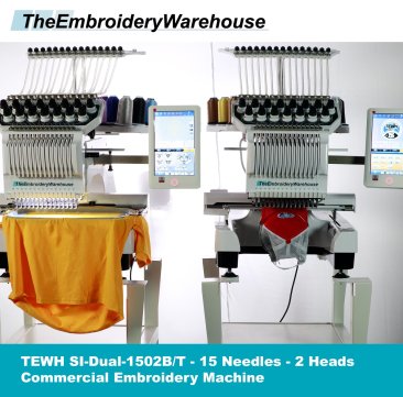 TEWH SI-Dual-1502B/T - 15 Needles - 2 Heads - Commercial Embroidery Machine - NEW (Year 2023)