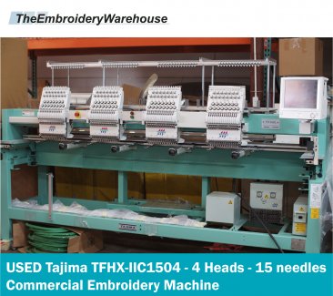 USED Tajima TFHX-IIC1504 - 4 Heads - 15 needles Commercial Embroidery Machine