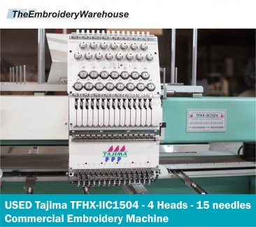 USED Tajima TFHX-IIC1504 - 4 Heads - 15 needles Commercial Embroidery Machine