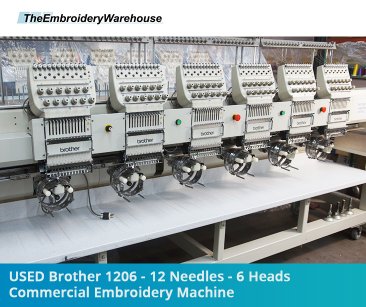 USED Brother 1206 - 12 Needles - 6 Heads - Commercial Embroidery Machine