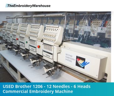 USED Brother 1206 - 12 Needles - 6 Heads - Commercial Embroidery Machine